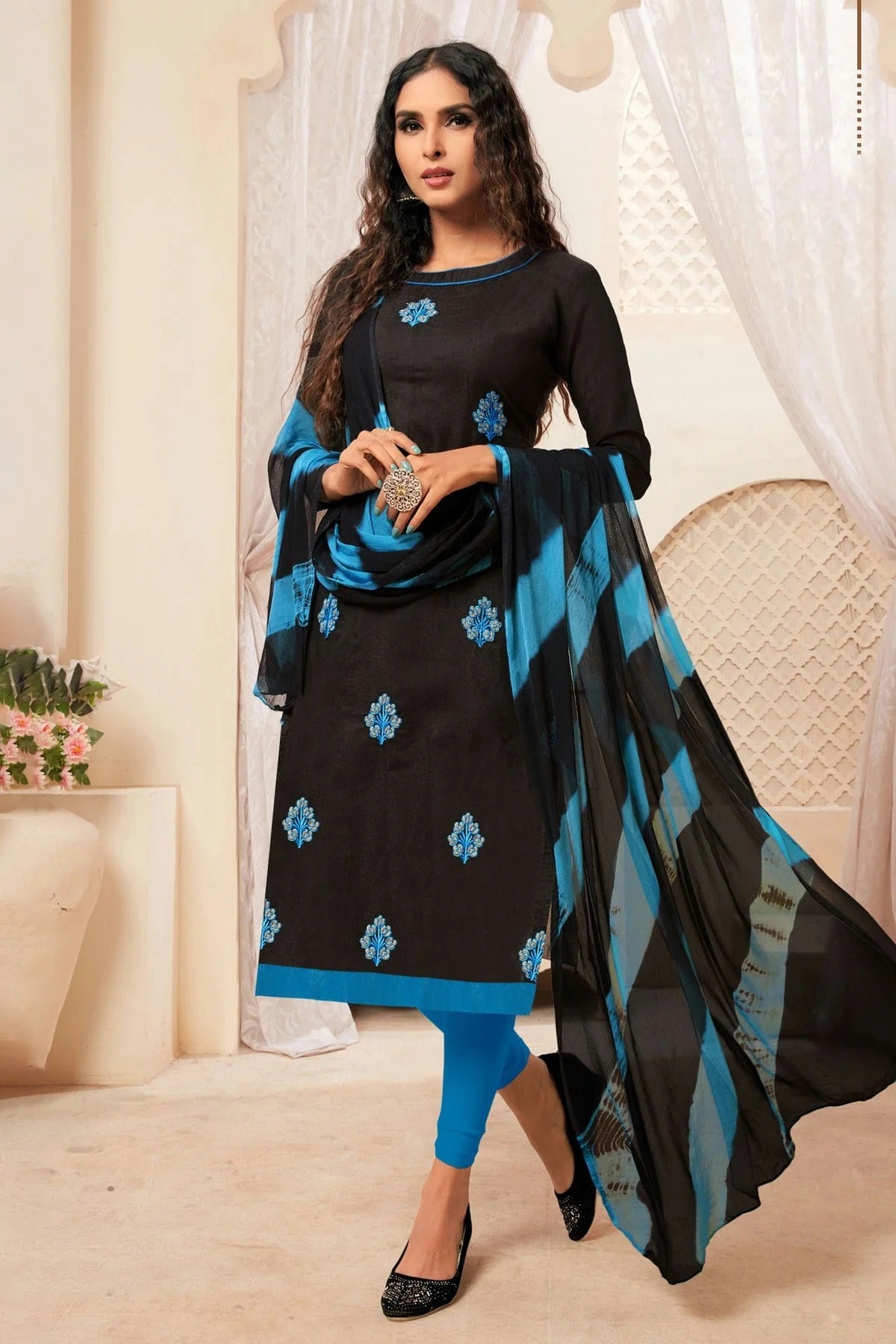 Black Unstitched Modal Silk Straight Suit NCUS11610239