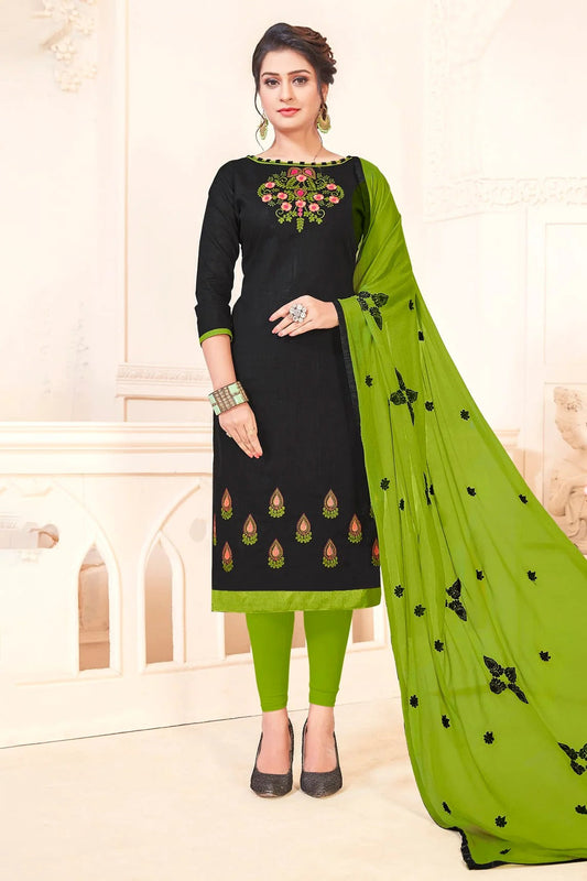 Black Unstitched South Cotton Slub Straight Suit NCUS11610252