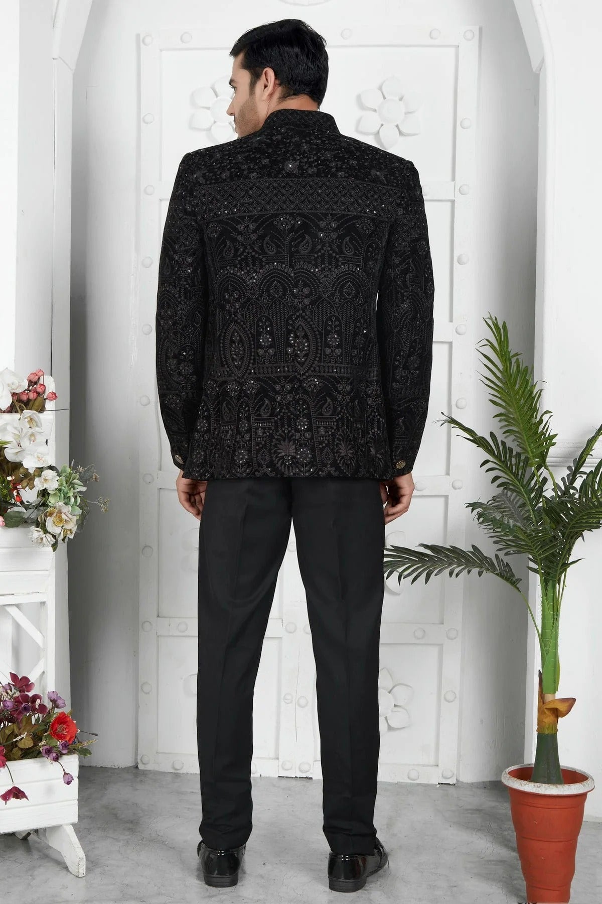 Black Velvet Jodhpuri Jacket  NCJP12310260