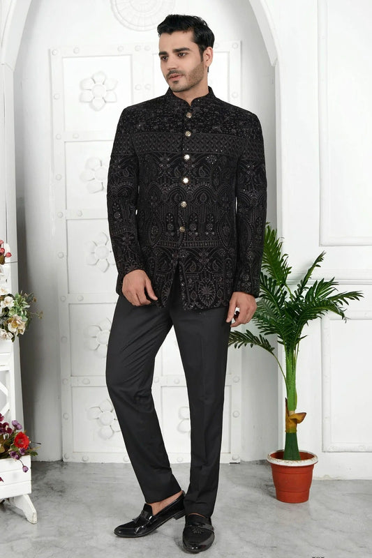 Black Velvet Jodhpuri Jacket NCJP12310260