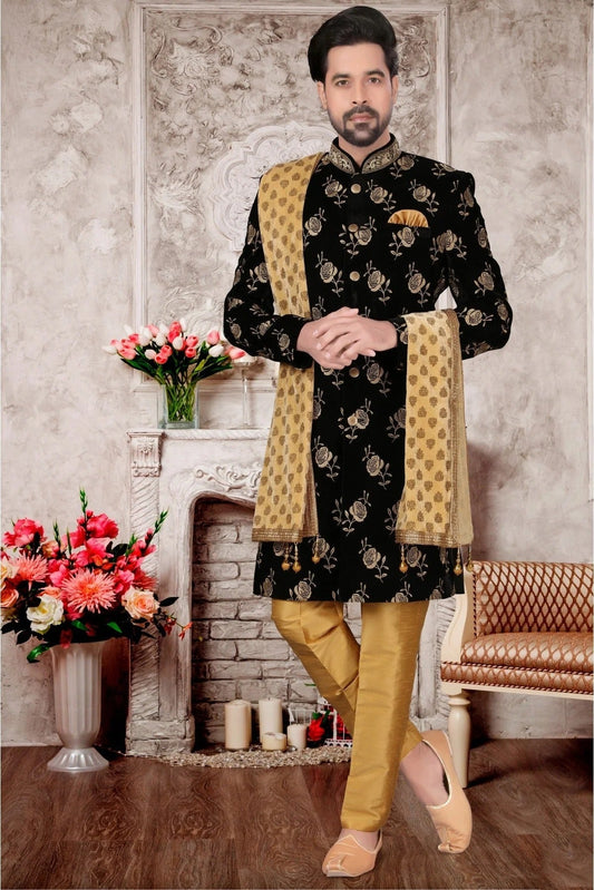 Black Velvet Sherwani NCSH10410381