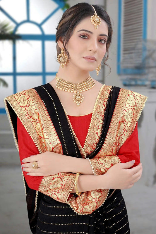 Black Vichitra Silk Designer Saree NCLC11210379