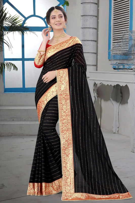 Black Vichitra Silk Designer Saree NCLC11210379