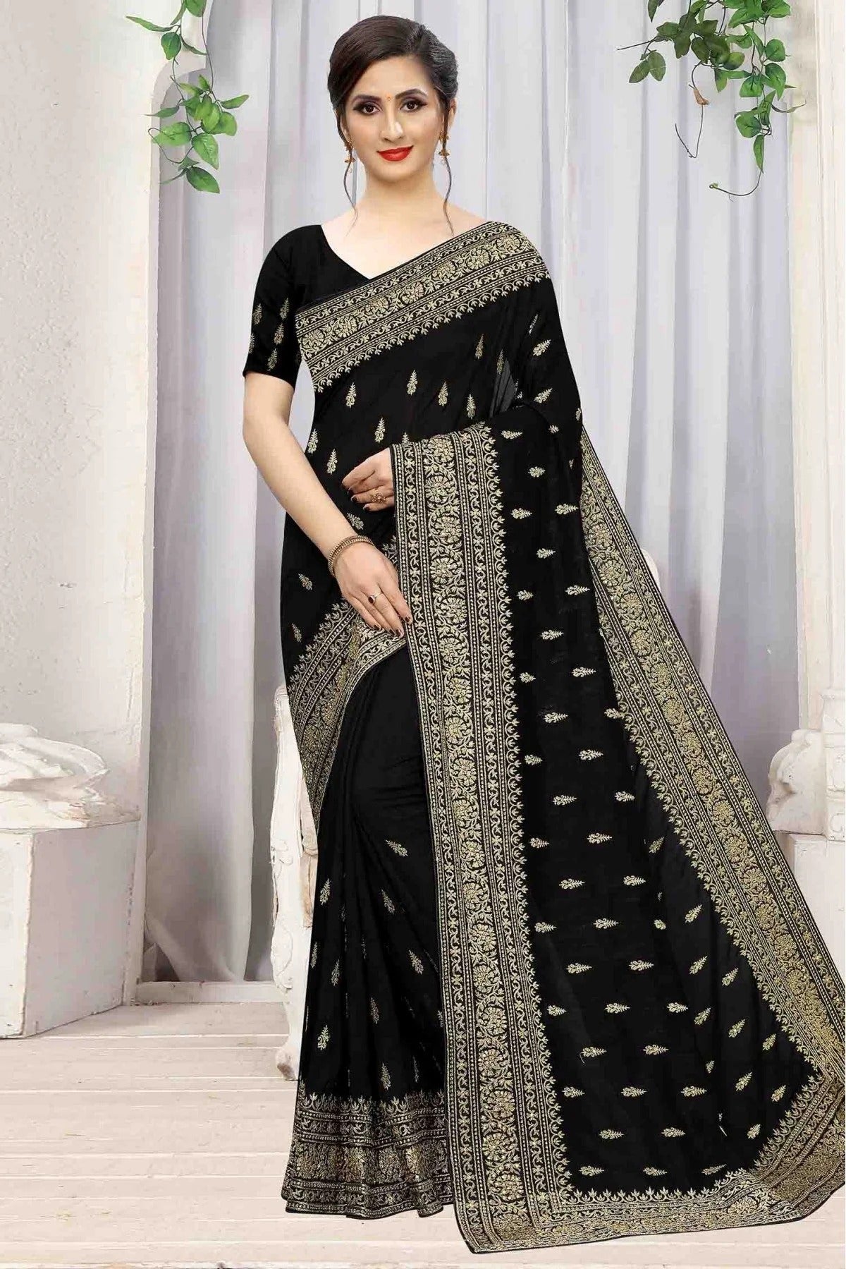 Black Vichitra Silk Designer Saree NCSD10910506