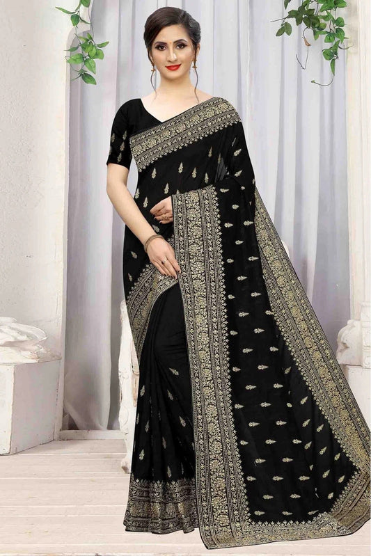Black Vichitra Silk Designer Saree NCSD10910506