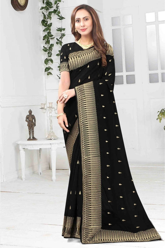 Black Vichitra Silk Designer Saree NCSD11210553