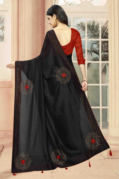 Black Vichitra Silk Designer Saree NCSD11210637