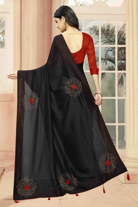 Black Vichitra Silk Designer Saree NCSD11210637