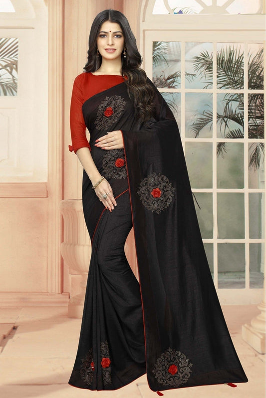 Black Vichitra Silk Designer Saree NCSD11210637