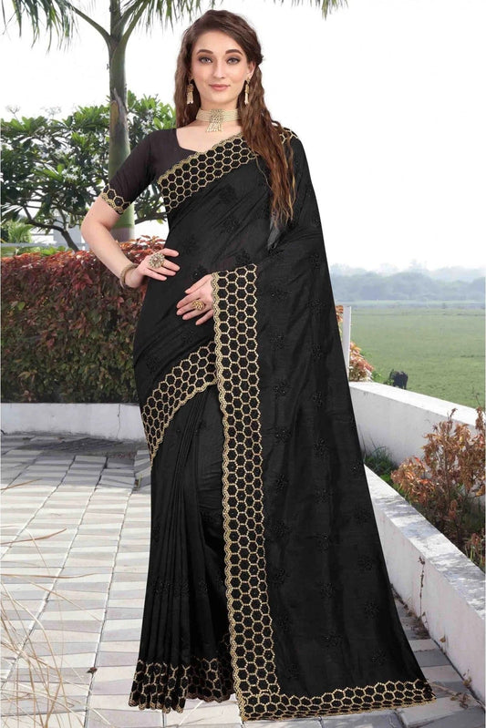 Black Vichitra Silk Designer Saree NCSD11210693