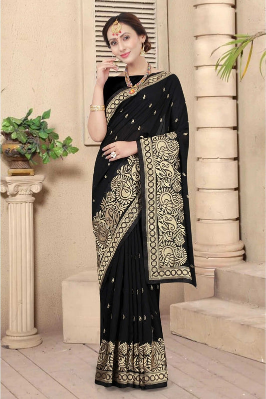 Black Vichitra Silk Designer Saree NCSD11210727