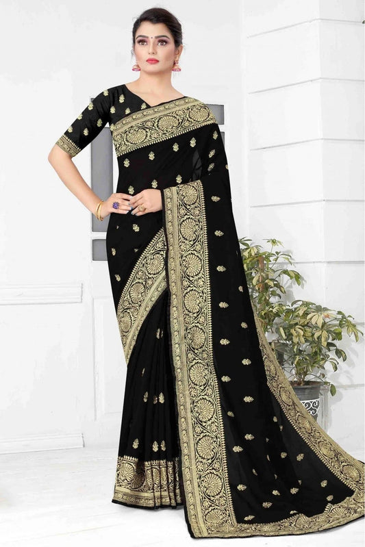 Black Vichitra Silk Designer Saree NCSD11210749