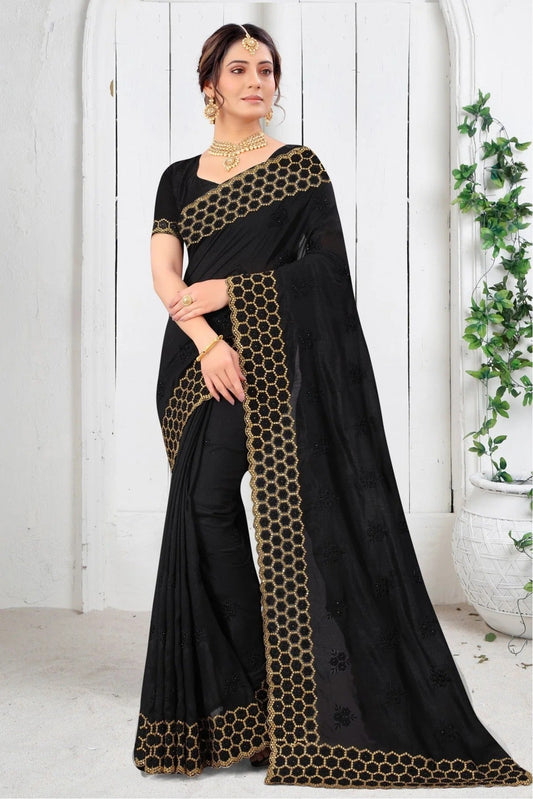 Black Vichitra Silk Resham Saree NCSD11210576-10