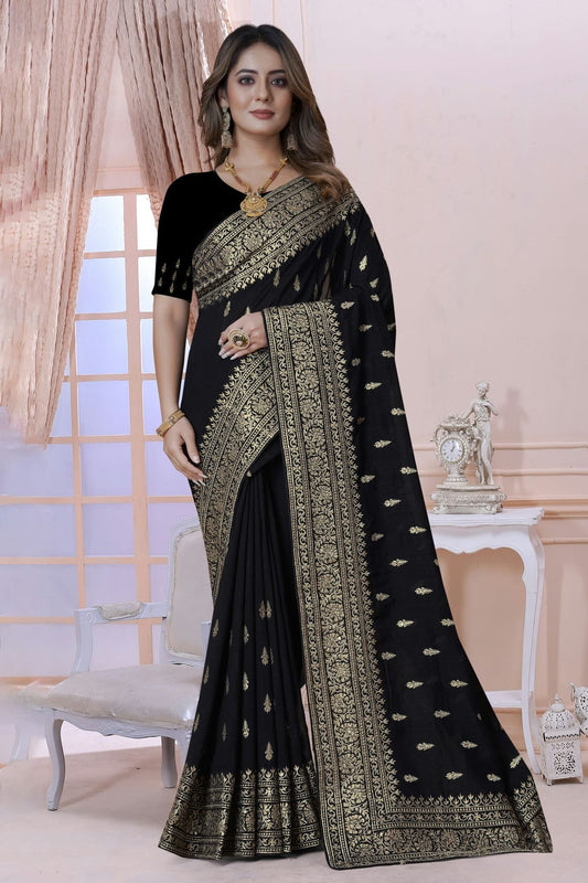 Black Vichitra Silk Saree NCSD10910326