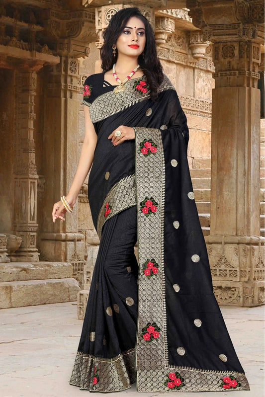 Black Vichitra Silk Woven Saree NCSD11210507