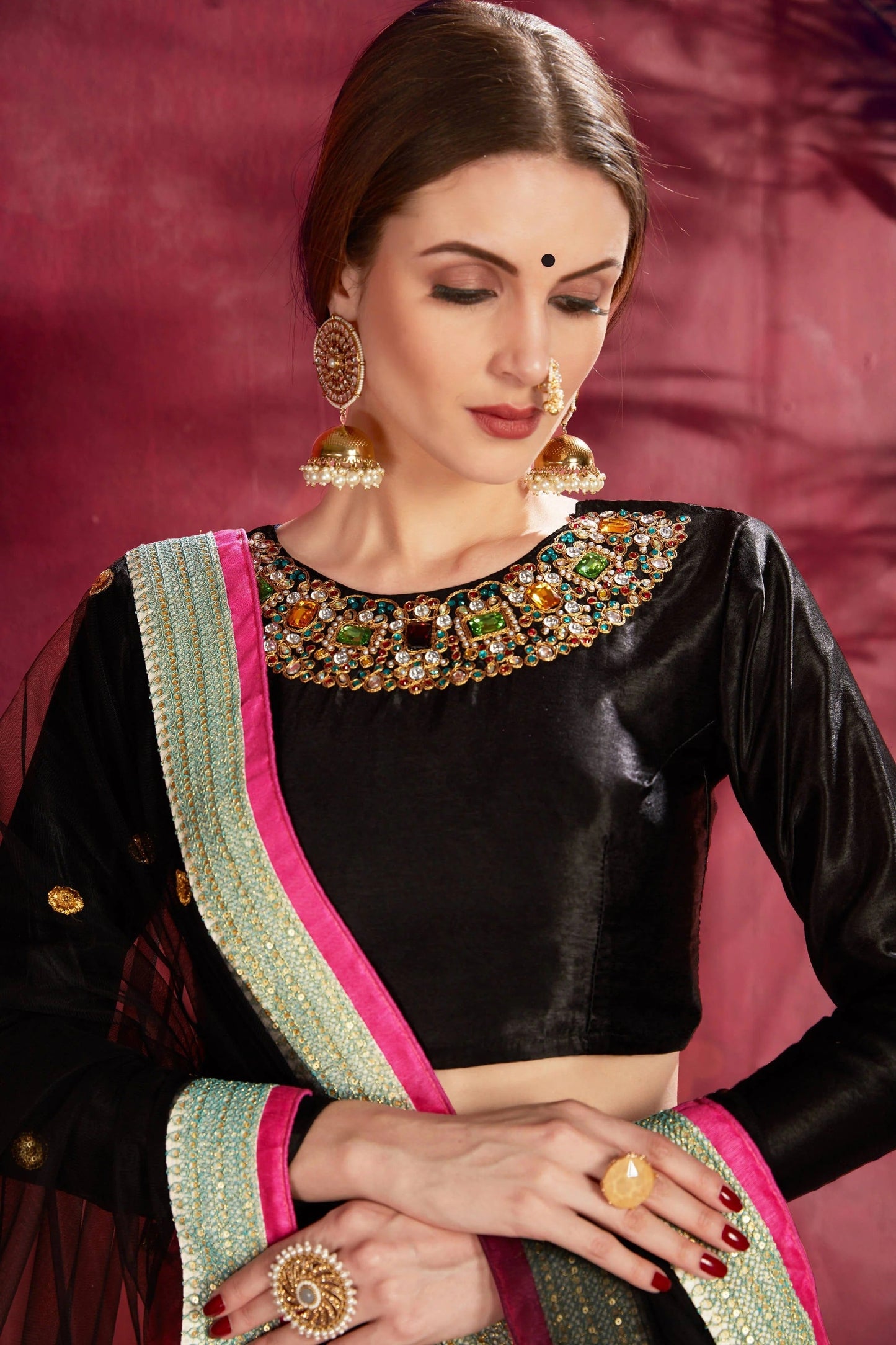 Black and Blue Banglori Silk Designer Lehenga Choli NCLC10110362