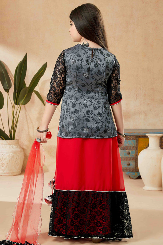 Black and Grey Art Silk Lehenga Suit NCGW10710817