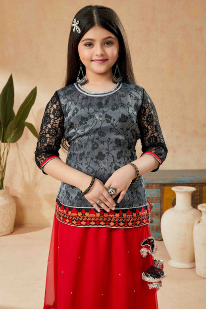 Black and Grey Art Silk Lehenga Suit NCGW10710817