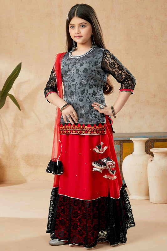 Black and Grey Art Silk Lehenga Suit NCGW10710817