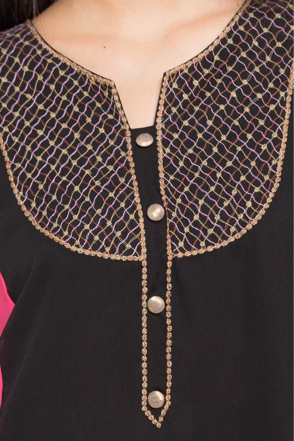 Black and Pink Plus Size Stitched Faux Georgette Palazzo Pant Suit NCSS10710476