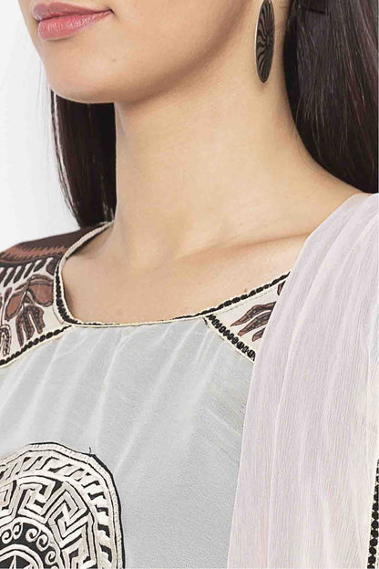 Black and White Plus Size Crepe Embroidery Palazzo Pant Suit NCSS10710623
