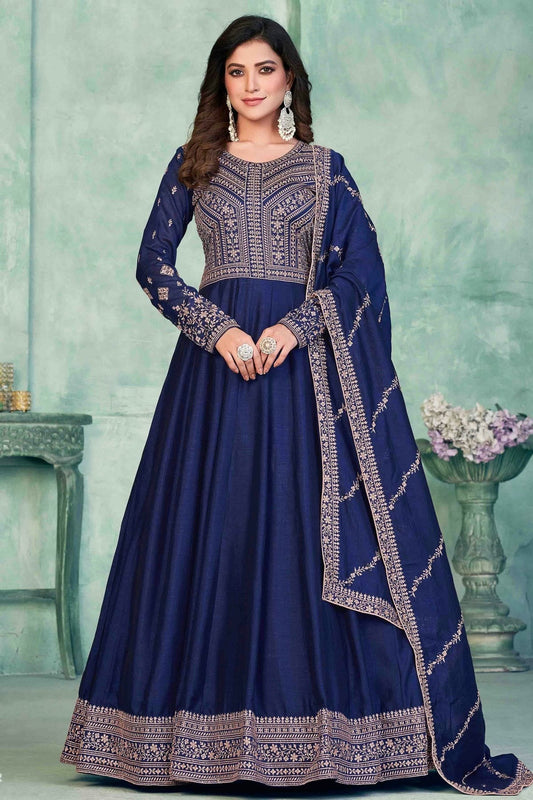 Blue Art Silk Anarkali Suit NCSM10510124