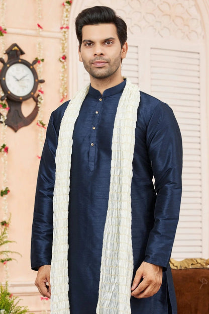 Blue Art Silk Kurta PajamaWith Stole  NCKP12310130