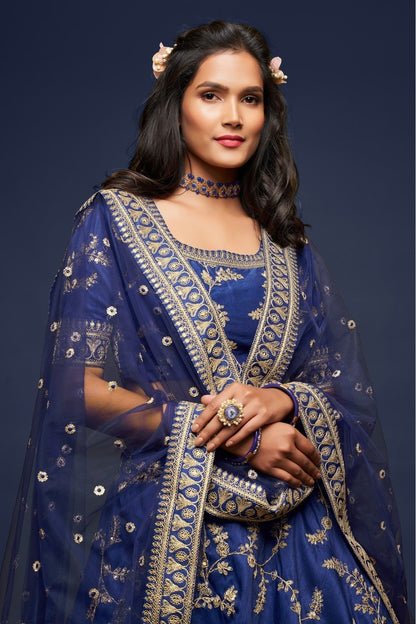 Blue Art Silk Lehenga Choli NCLC10110342