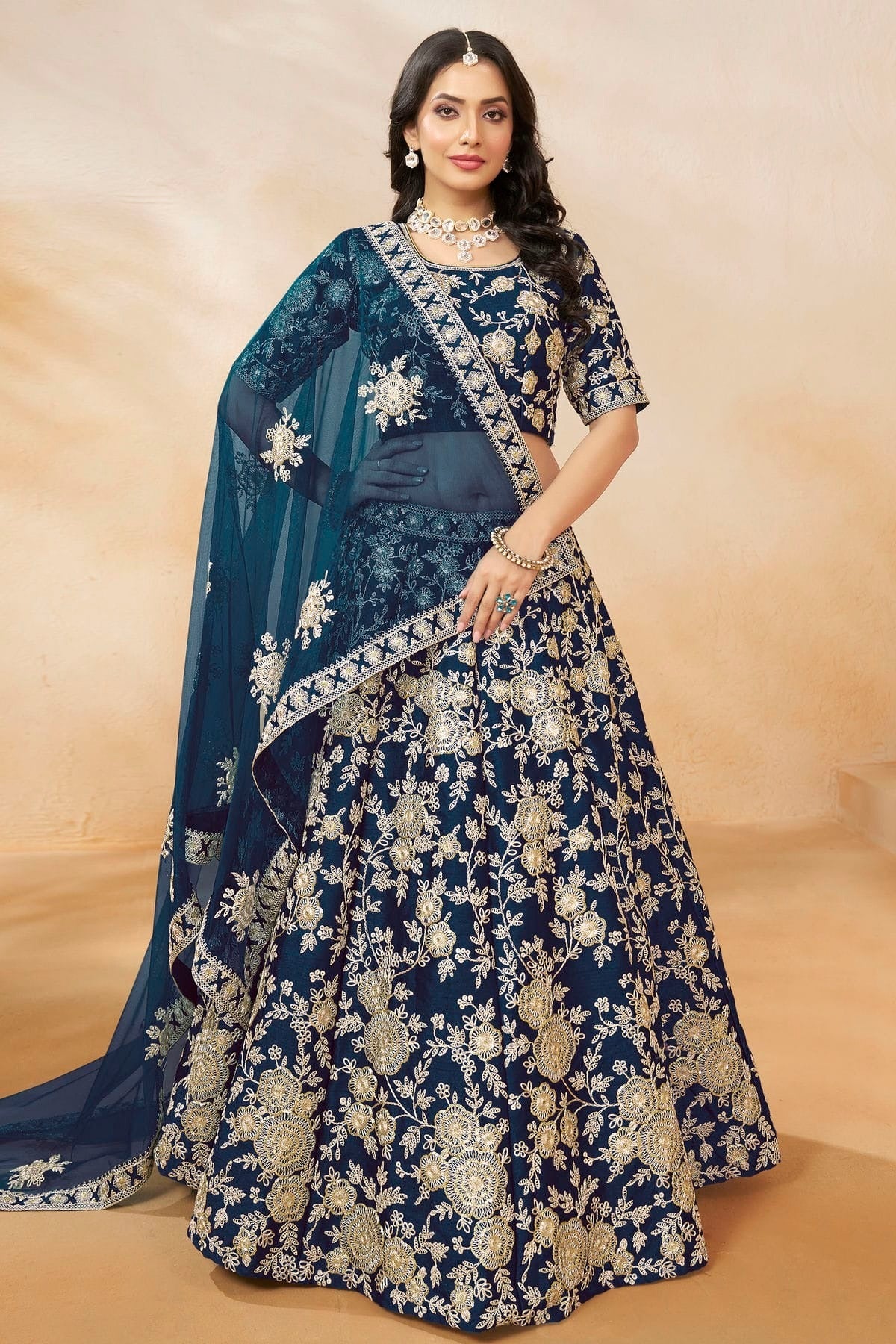 Blue Art Silk Lehenga Choli NCLC1051016910168