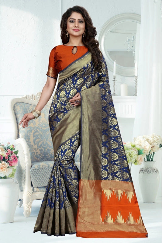 Blue Banarasi Art Silk Woven Saree NCSD11210795