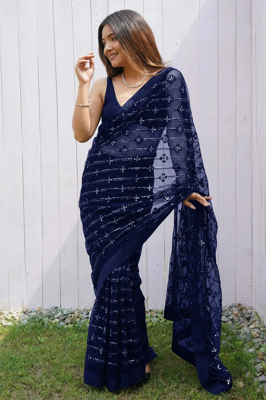 Blue Butterfly Net Designer Saree NCSD11111706