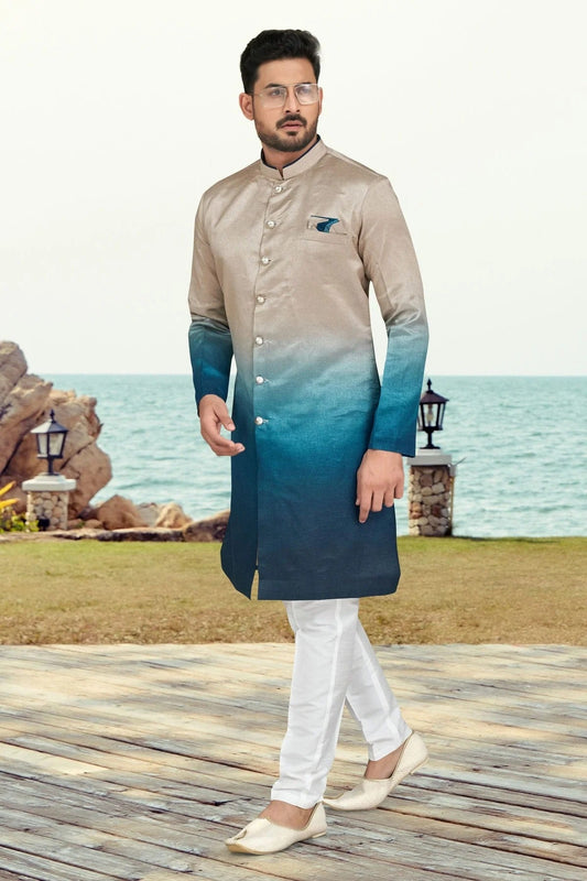 Blue Champion Silk Indo Western Sherwani NCSH10410301