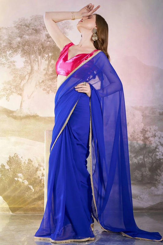 Blue Chiffon Saree NCSD11111036
