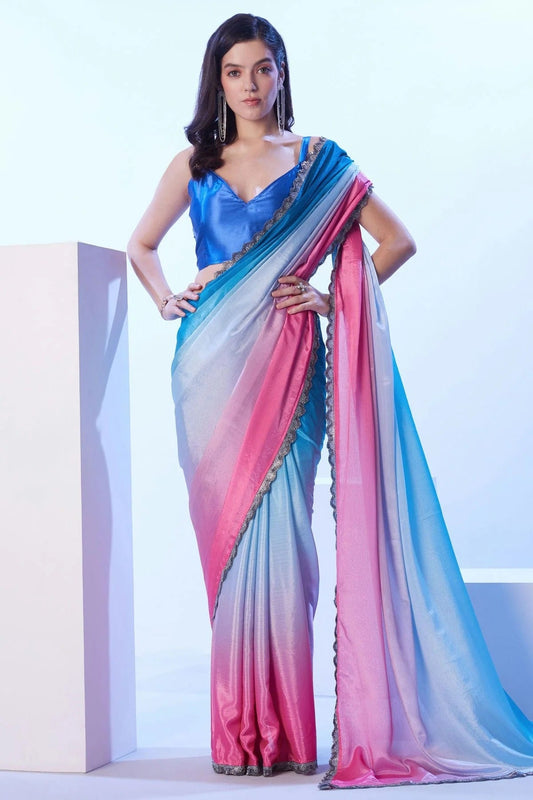 Blue Chinon Designer Saree NCSD11111178
