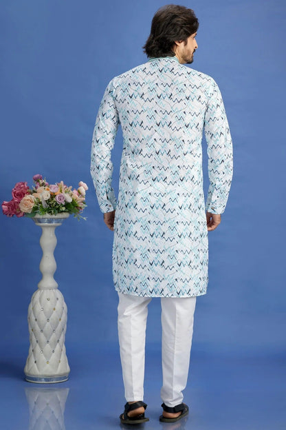 Blue Cotton Pintex Kurta Pajama NCKP12310221