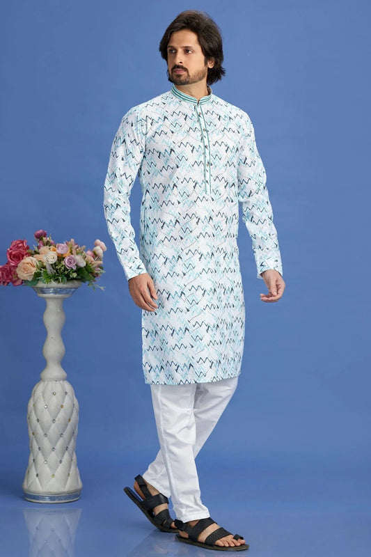 Blue Cotton Pintex Kurta Pajama NCKP12310221