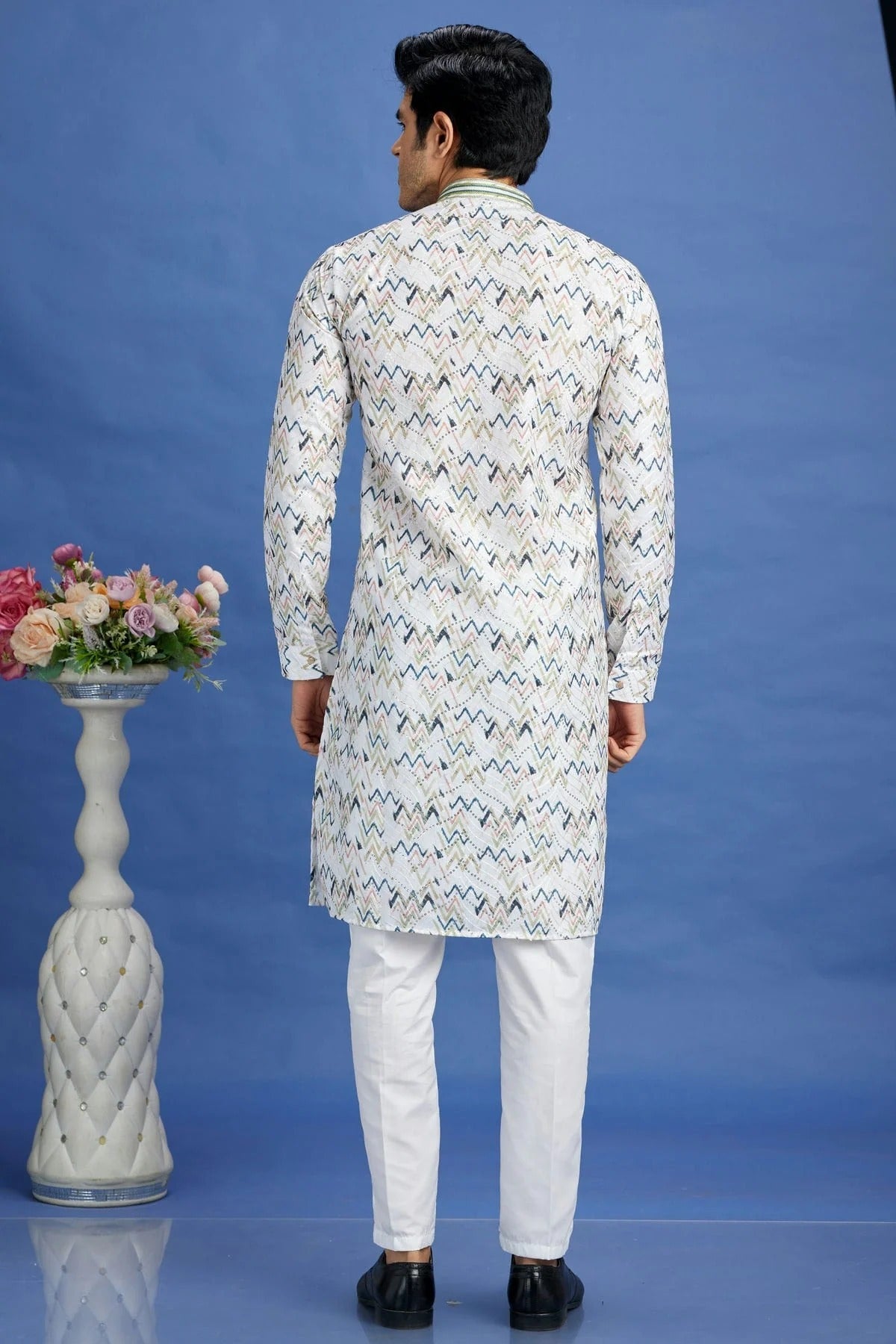 Blue Cotton Pintex Kurta Pajama NCKP12310222