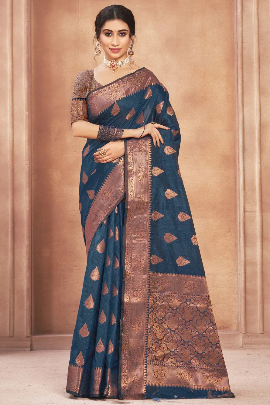 Blue Cotton Silk Traditional SareeIn Woven NCSD11010549