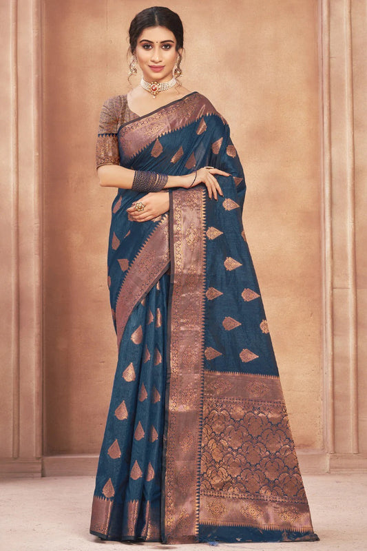 Blue Cotton Silk Traditional SareeIn Woven NCSD11010549
