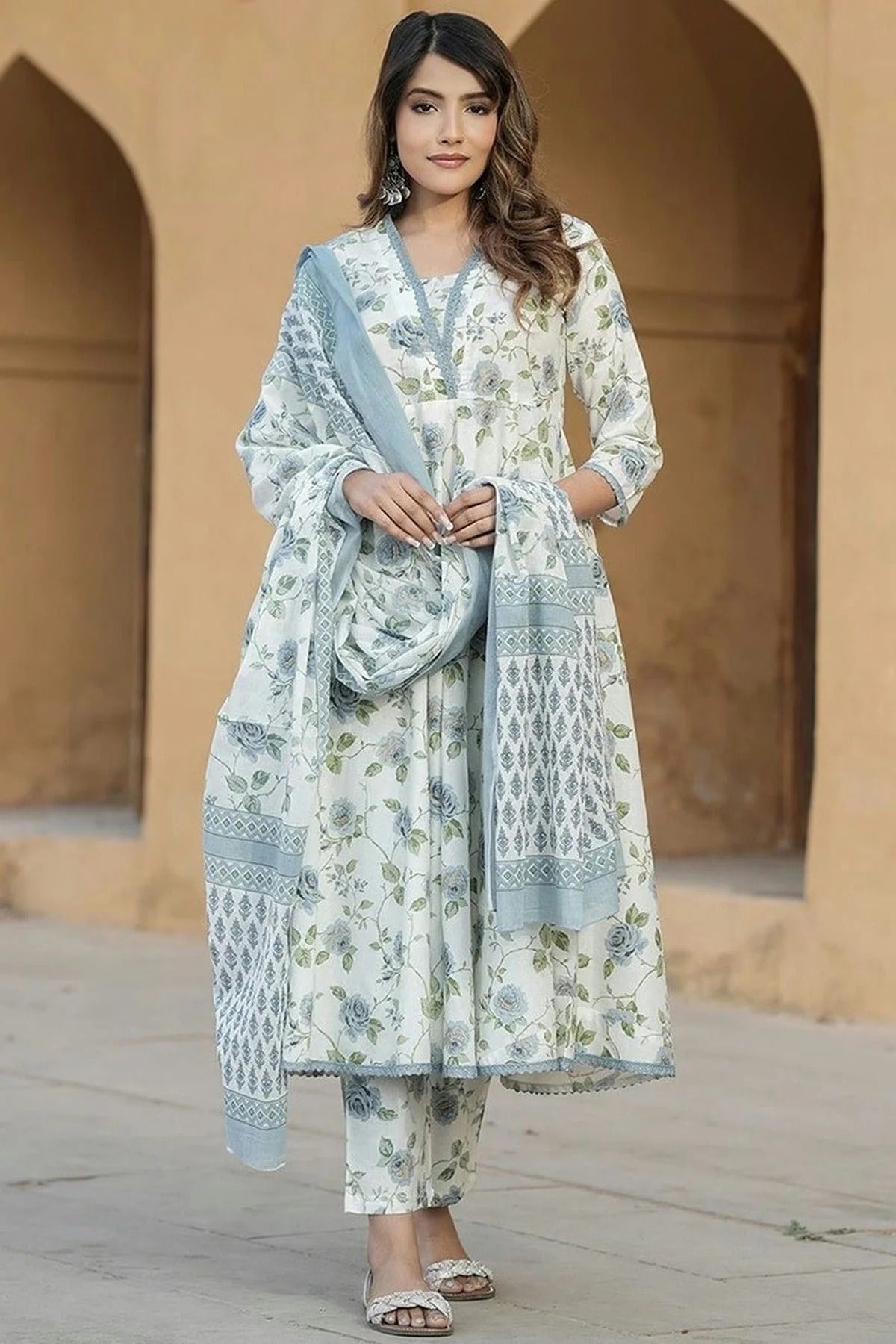 Blue Cotton Slub Stitched Suit NCSS11111434
