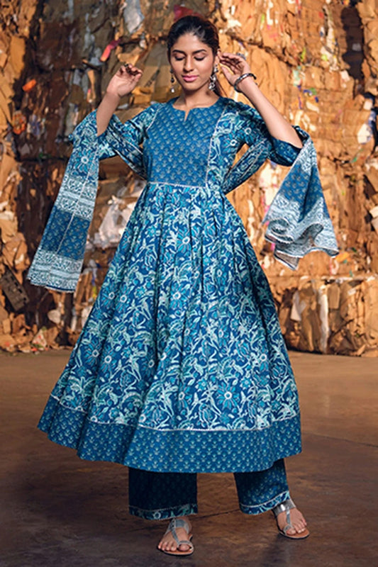 Blue Cotton Stitched Salwar Suit NCSS11111884