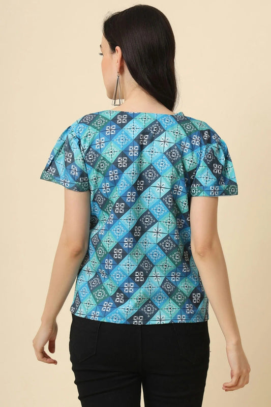 Blue Crepe Readymade Top  NCTP11112271