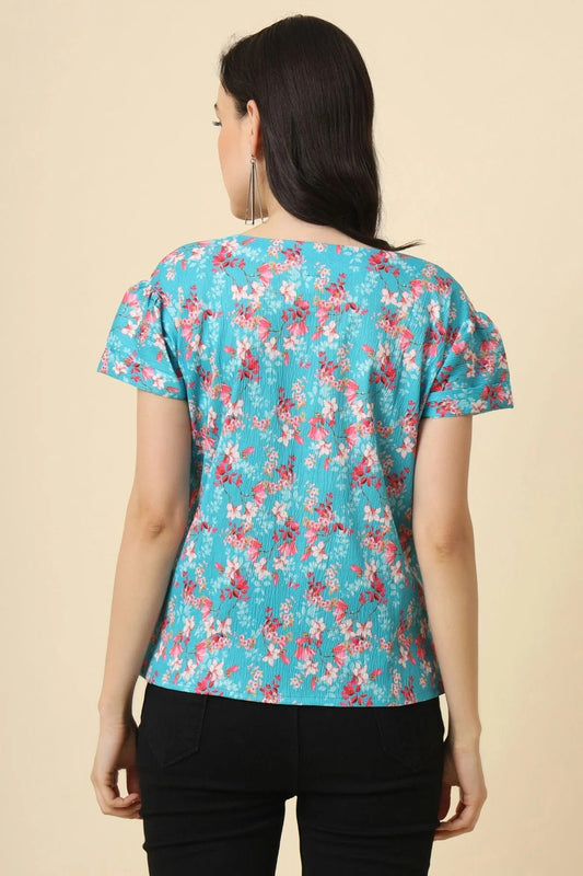 Blue Crepe Readymade Top  NCTP11112274