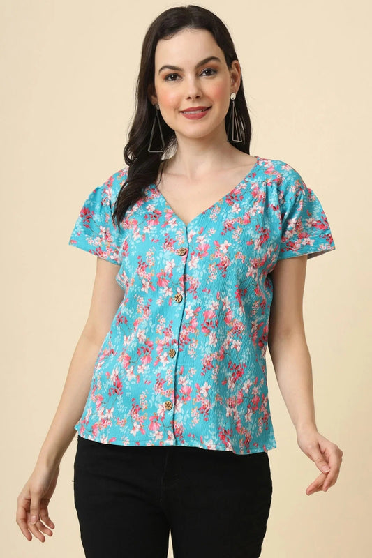 Blue Crepe Readymade Top NCTP11112274