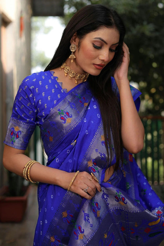 Blue Dola Silk Paithani Saree NCSD11112217