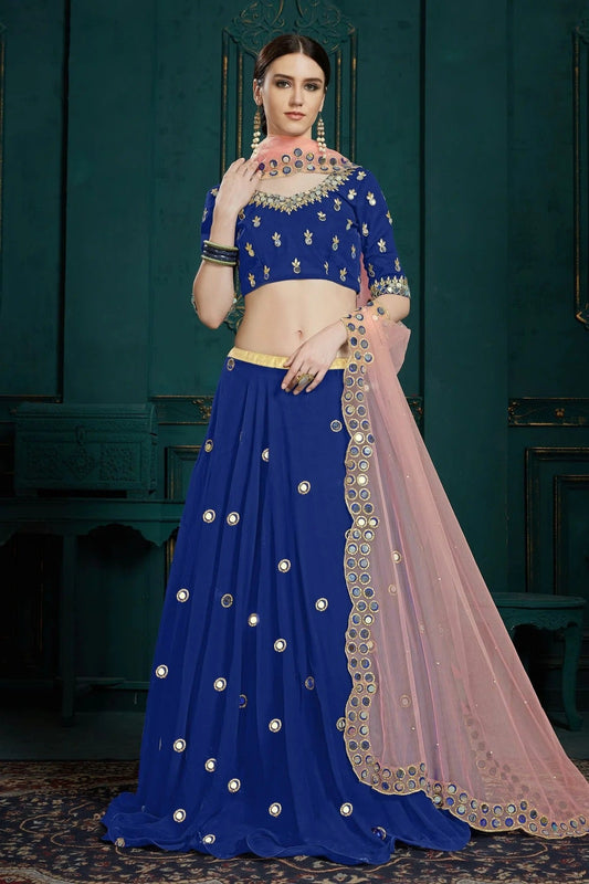 Blue Embroidery Georgette Lehenga Choli NCLD10810343