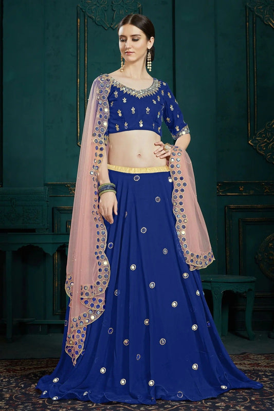 Blue Embroidery Georgette Lehenga Choli NCLD10810343
