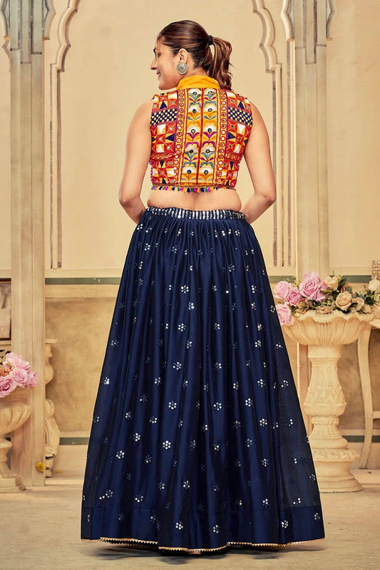 Blue Embroidery Rangoli Silk Navratri Lehenga  NCLD11710179