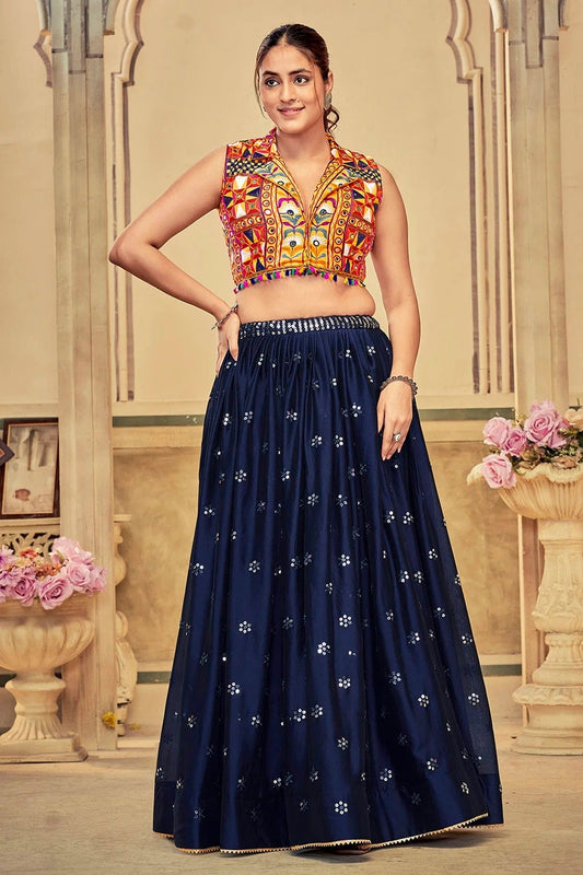 Blue Embroidery Rangoli Silk Navratri Lehenga NCLD11710179