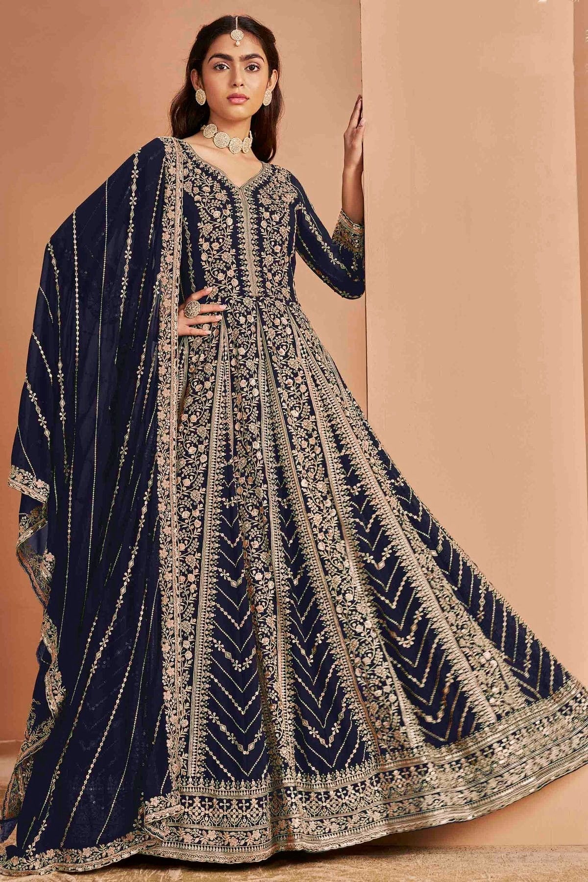 Blue Faux Georgette Anarkali Suit NCSM10510113